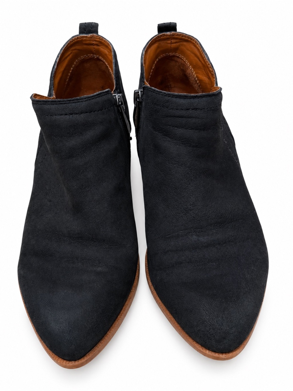 Franco Sarto Black Suede Ankle Booties with Side Zip Size 7